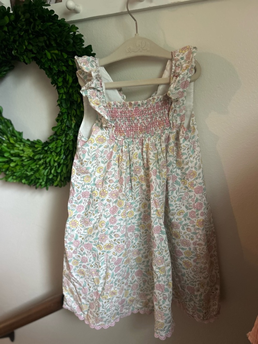 cupcakes & cashmere Floral Smocked Dress in Pastel Pink, Yellow & Green